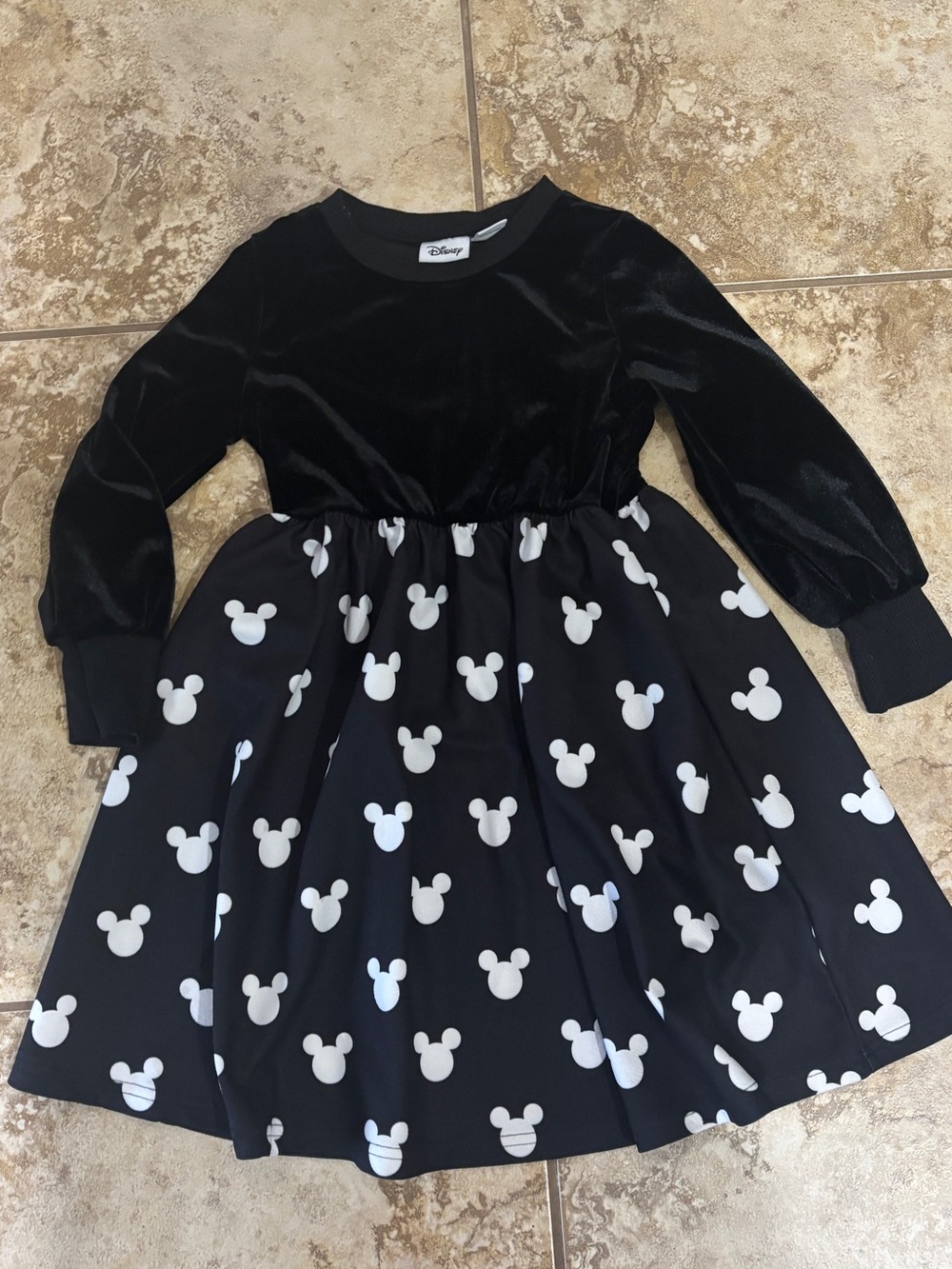 PatPat Disney Mickey Mouse Black Long Sleeve Dress